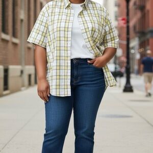 Foundry Men’s Yellow and Blue Checkered button down Shirt 3XL